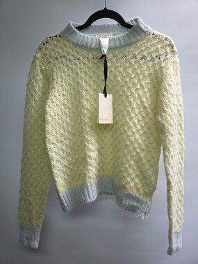 COCOGIO Womens Yellow Knit Pullover Jumper Size S Crew Neck Italy New NWT
